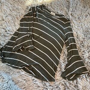 Striped Olive Green Women's Top